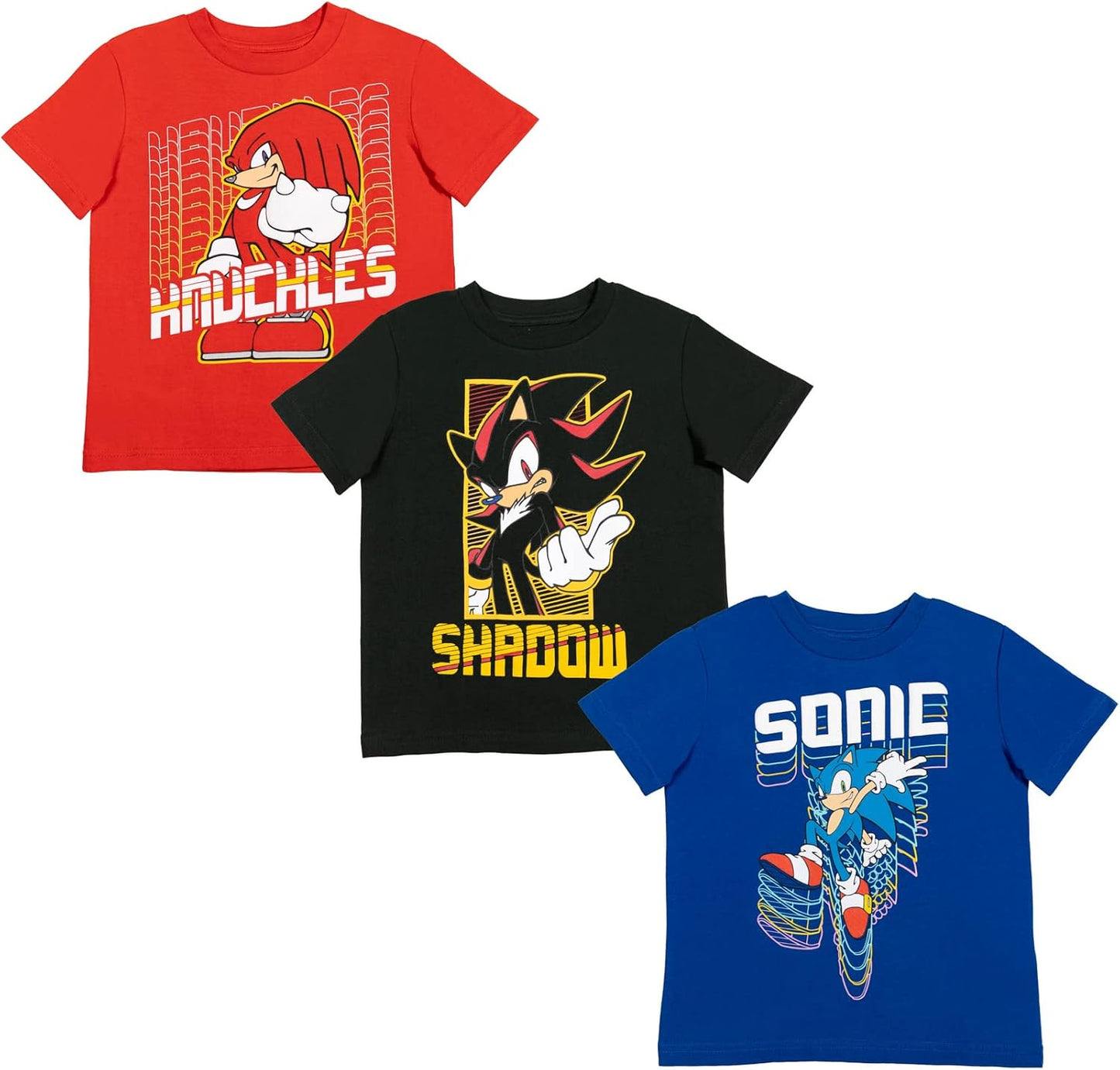 Sonic the Hedgehog 3 Pack Raglan T-Shirts Toddler to Big Kid Sizes (2T - 18-20)