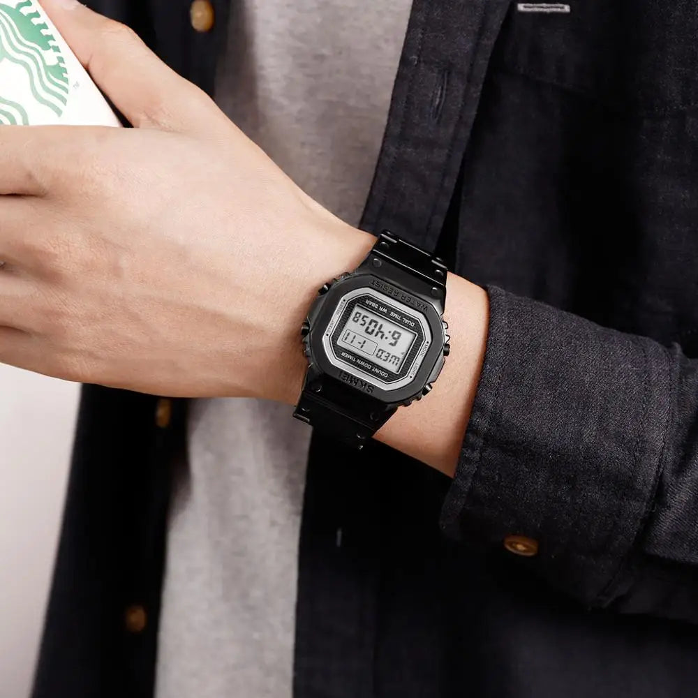Fashion Sport Watch Men Digital Watches 3Bar Waterpoof Alarm Clock Alloy Case Digital Men Watches Reloj Hombre 1456