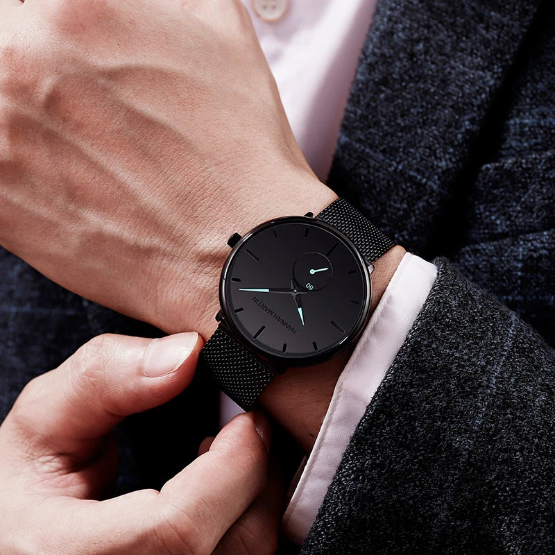 Dropship Fashion Simple Design Waterproof Stainless Steel Mesh Small Dial Men Watches Top Brand Luxury Quartz Relogio Masculino