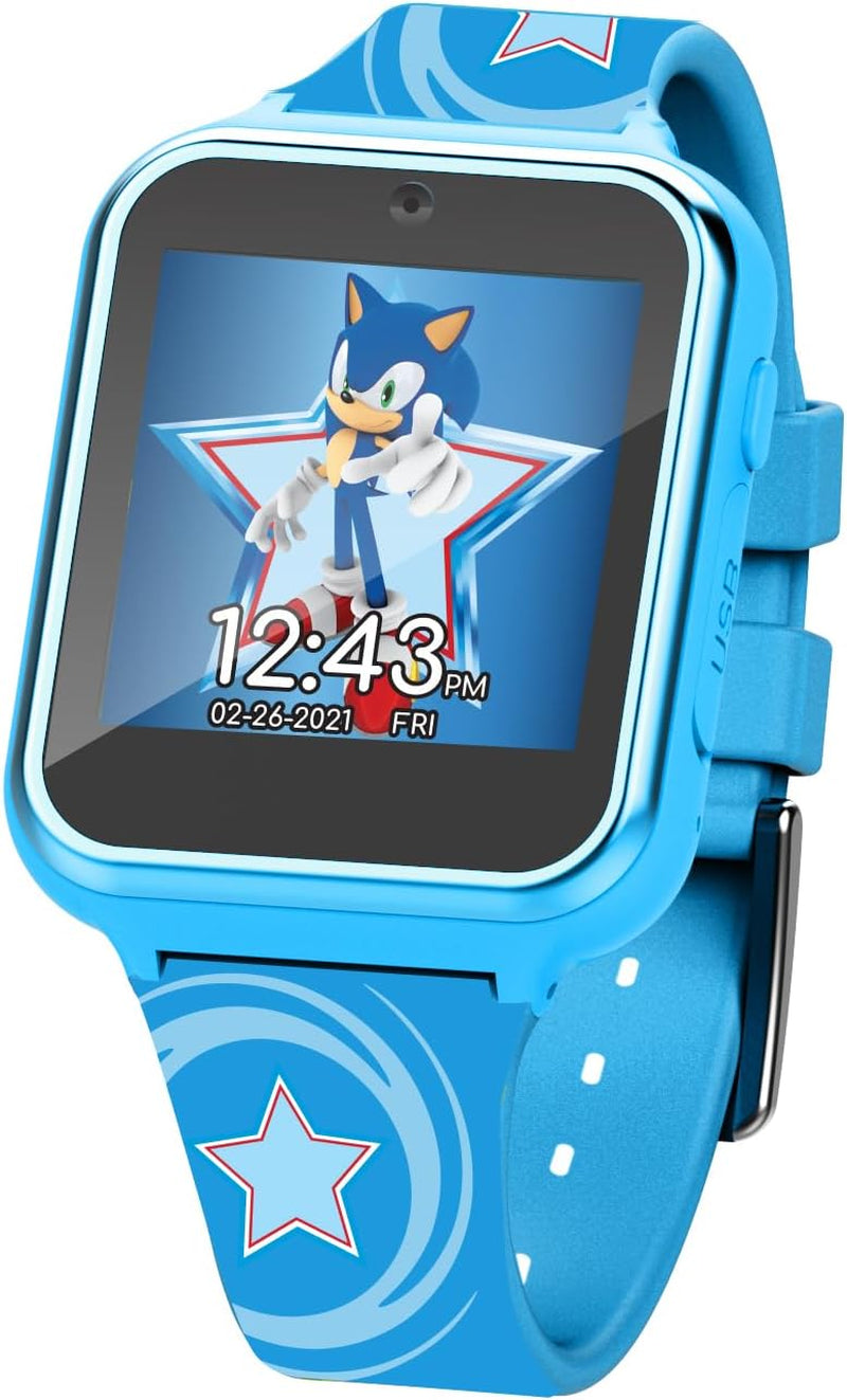Kids SEGA Sonic the Hedgehog Blue Educational Touchscreen Smart Watch Toy for Boys, Girls, Toddlers - Selfie Cam, Learning Games, Alarm, Calculator, Pedometer (Model: SNC4133AZ)