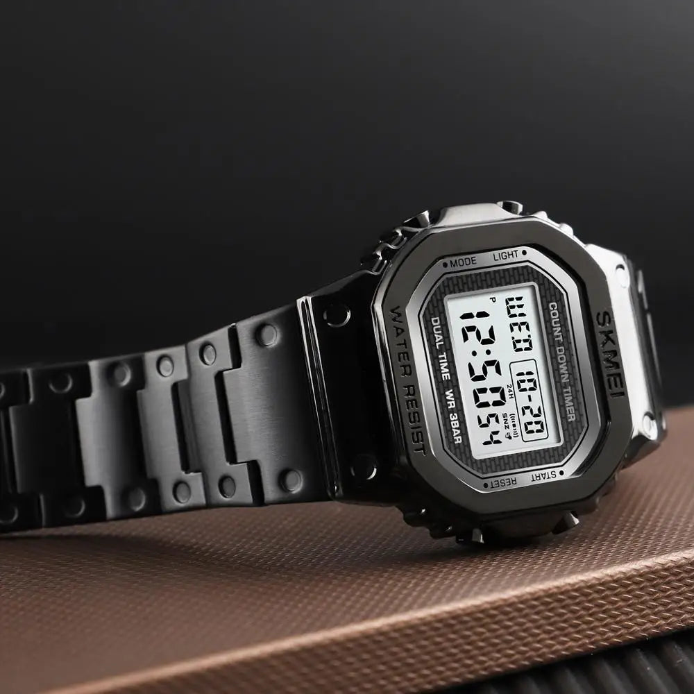 Fashion Sport Watch Men Digital Watches 3Bar Waterpoof Alarm Clock Alloy Case Digital Men Watches Reloj Hombre 1456