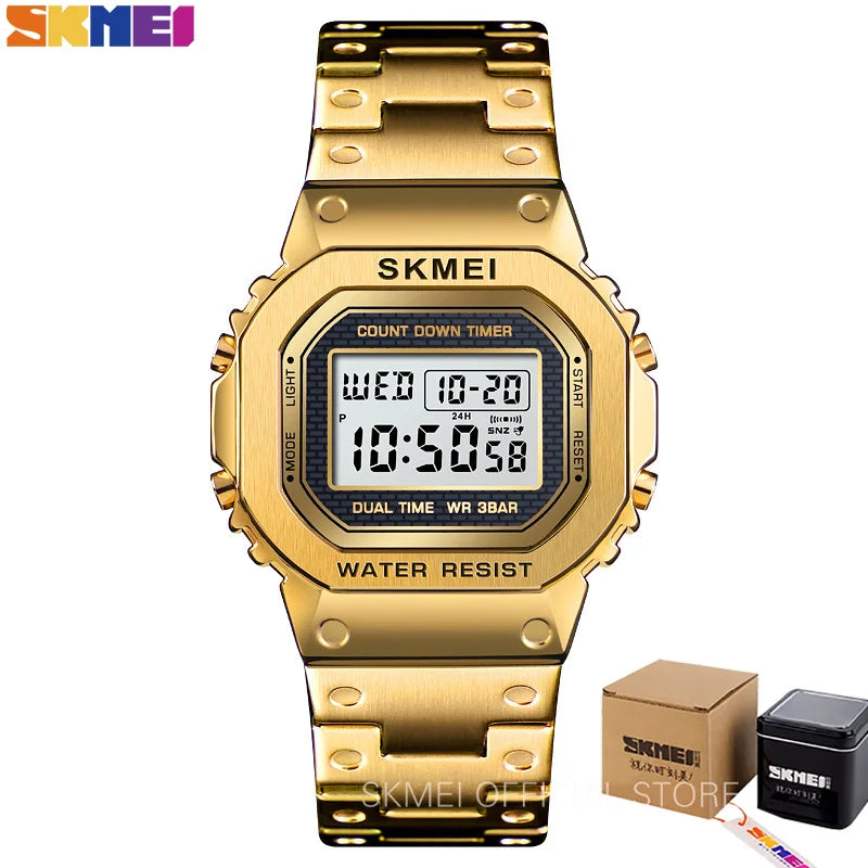 Fashion Sport Watch Men Digital Watches 3Bar Waterpoof Alarm Clock Alloy Case Digital Men Watches Reloj Hombre 1456