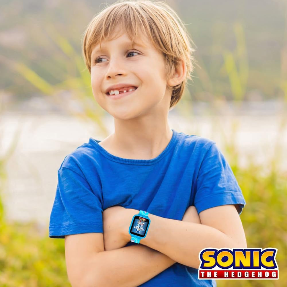 Kids SEGA Sonic the Hedgehog Blue Educational Touchscreen Smart Watch Toy for Boys, Girls, Toddlers - Selfie Cam, Learning Games, Alarm, Calculator, Pedometer (Model: SNC4133AZ)