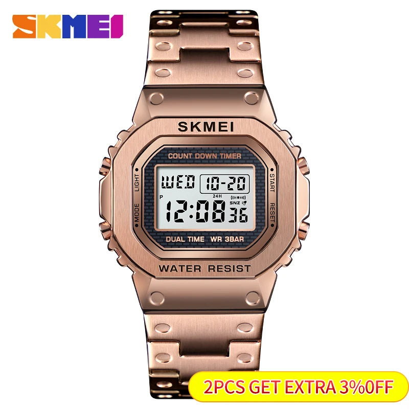 Fashion Sport Watch Men Digital Watches 3Bar Waterpoof Alarm Clock Alloy Case Digital Men Watches Reloj Hombre 1456