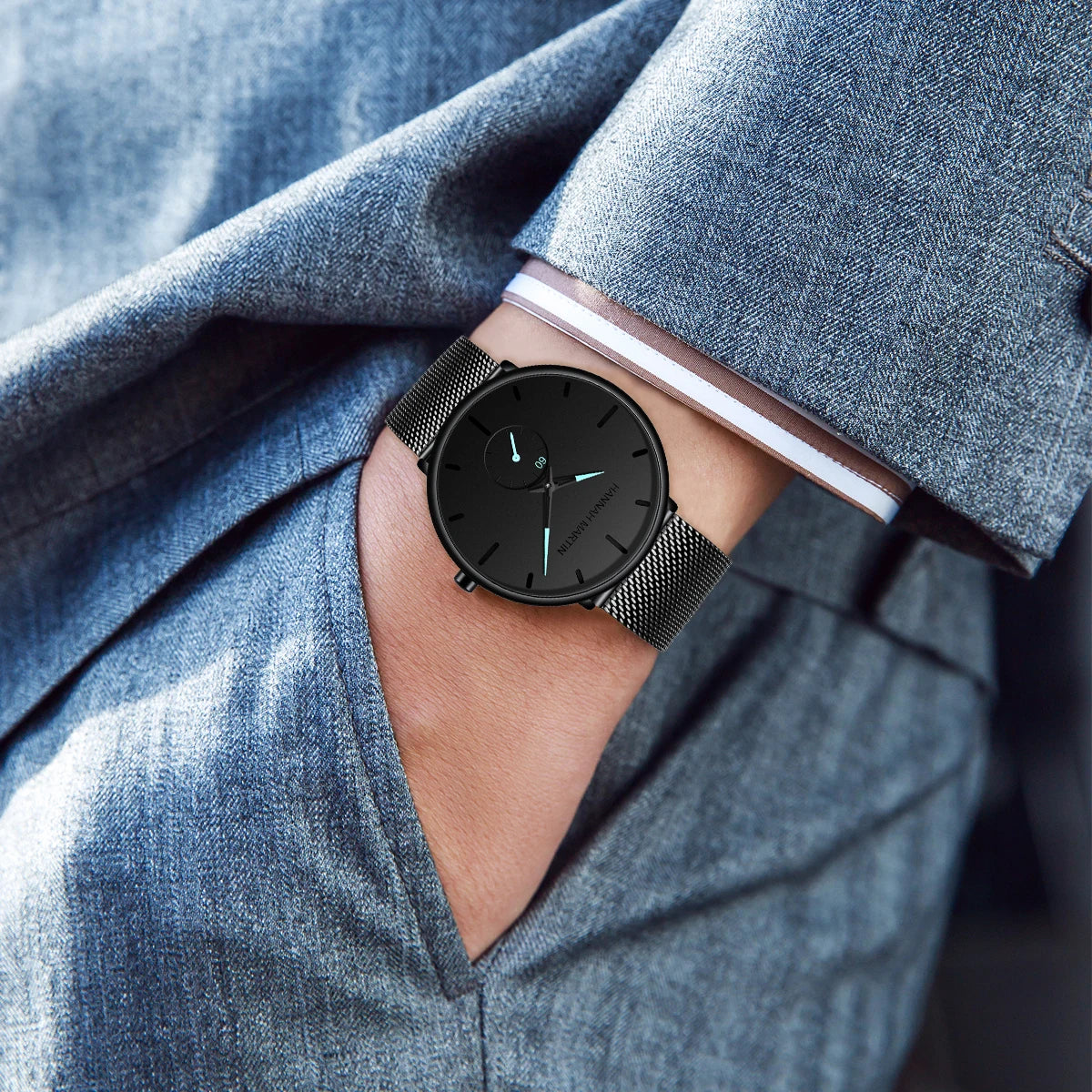Dropship Fashion Simple Design Waterproof Stainless Steel Mesh Small Dial Men Watches Top Brand Luxury Quartz Relogio Masculino
