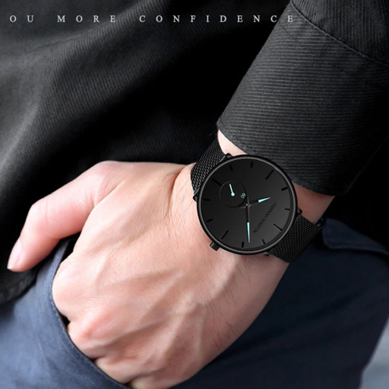 Dropship Fashion Simple Design Waterproof Stainless Steel Mesh Small Dial Men Watches Top Brand Luxury Quartz Relogio Masculino