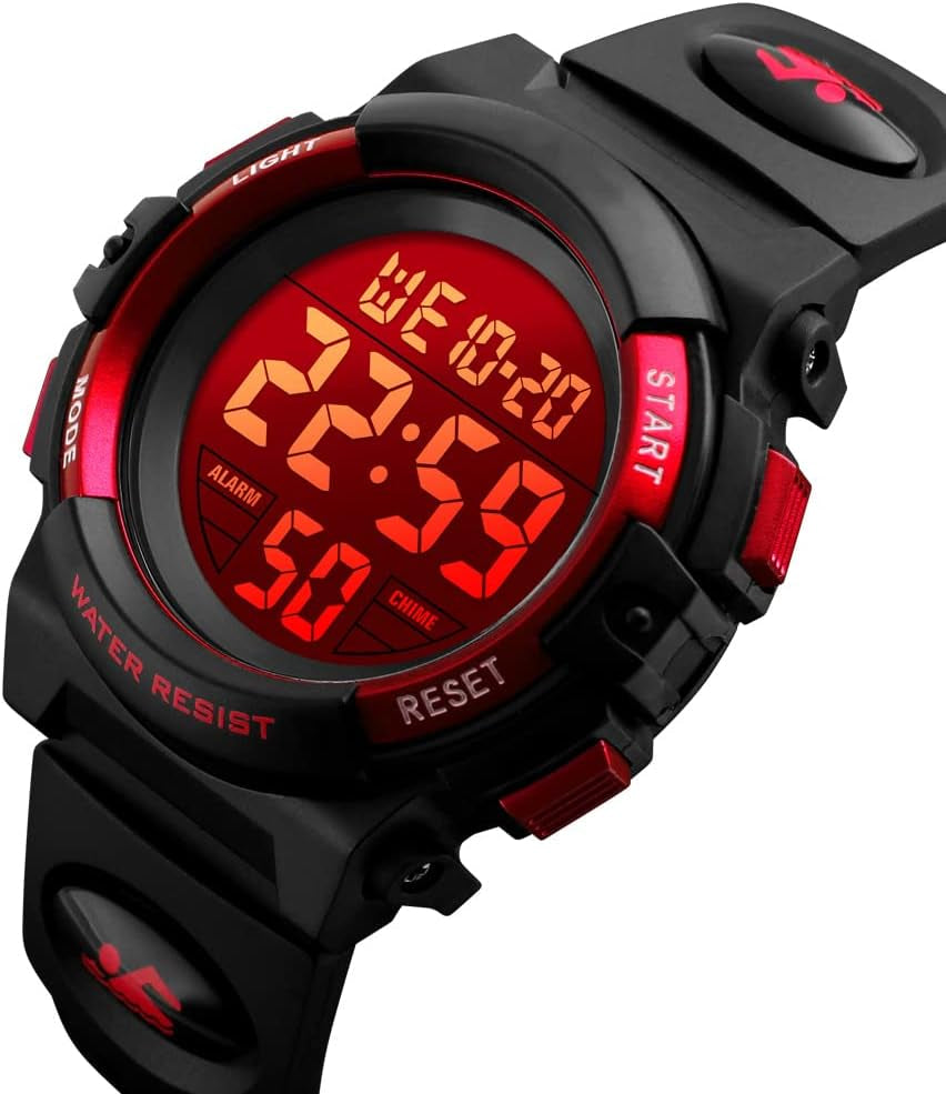 Kids Digital Watch Boys Outdoor Sports 50M Waterproof Girls Watches Alarm Clock 12/24 H Stopwatch Calendar for Ages 3-15 Boy Girl Wristwatch Kids Gift