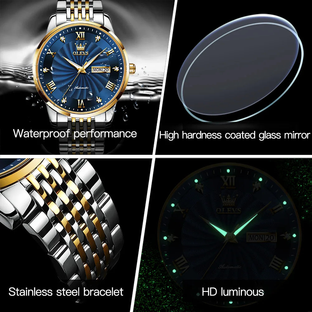 Automatic Men'S Watch Original Wrist Watch Stainless Steel Waterproof Swiss Movement Business TOP Brand Relógio Masculino