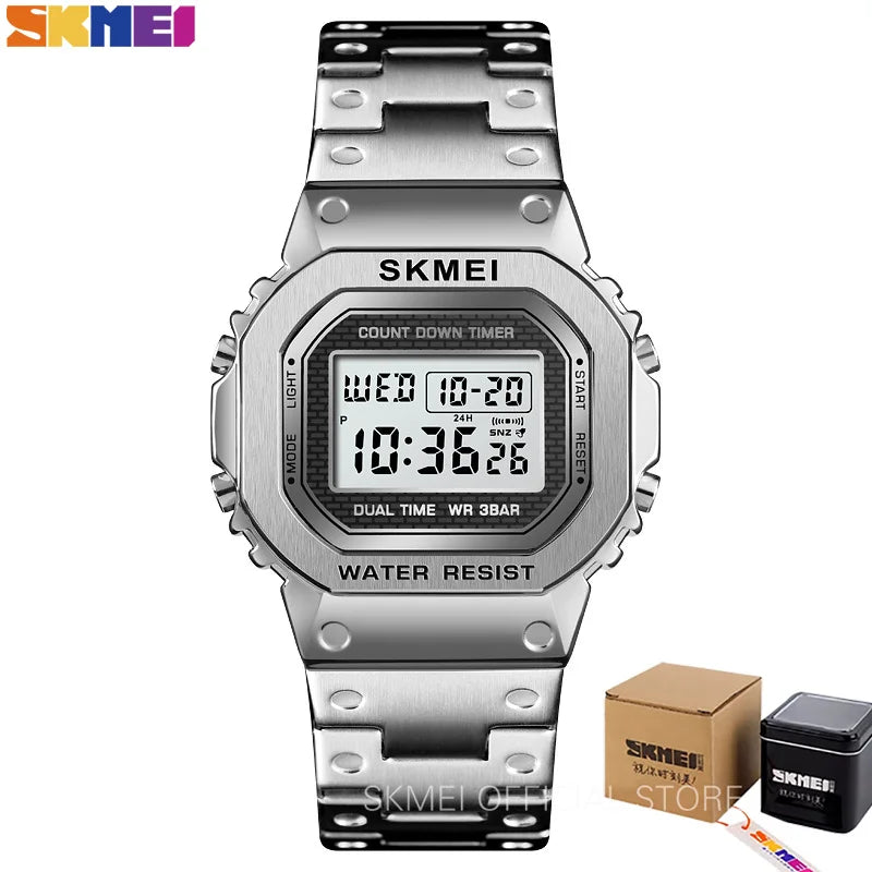 Fashion Sport Watch Men Digital Watches 3Bar Waterpoof Alarm Clock Alloy Case Digital Men Watches Reloj Hombre 1456