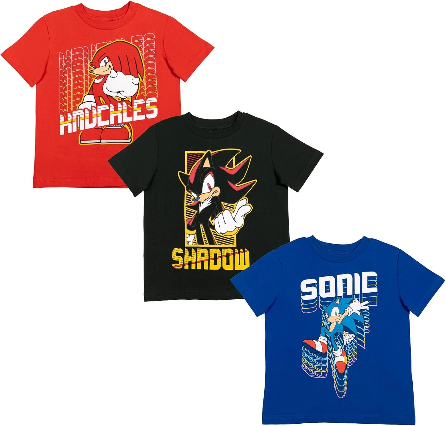 Sonic the Hedgehog 3 Pack Raglan T-Shirts Toddler to Big Kid Sizes (2T - 18-20)