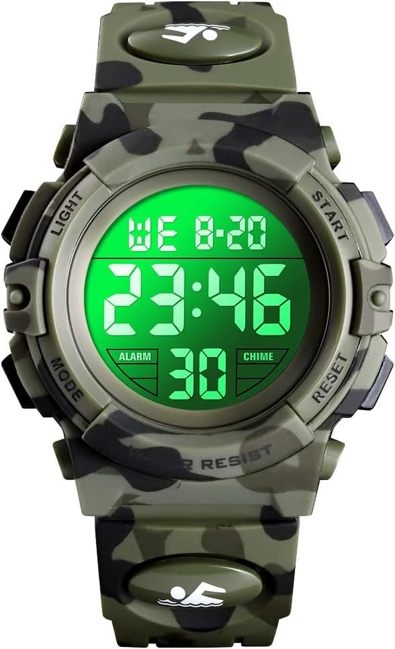 Kids Digital Watch Boys Outdoor Sports 50M Waterproof Girls Watches Alarm Clock 12/24 H Stopwatch Calendar for Ages 3-15 Boy Girl Wristwatch Kids Gift